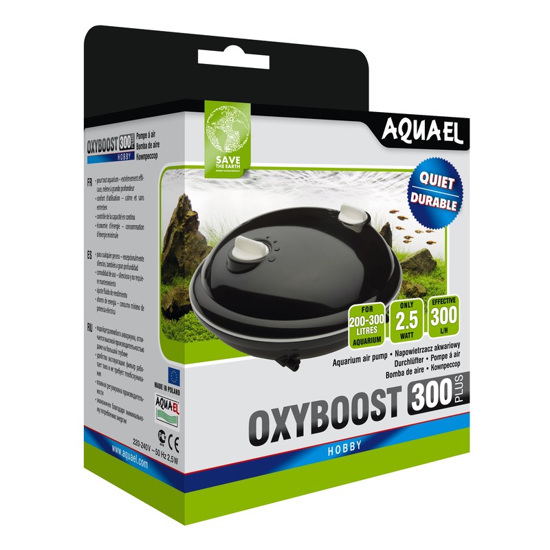 ПР0030286 Компрессор OXYBOOST 300 plus для аквариума 200 - 300 л (300 л/ч, 2.5 Вт, 2 канала, регулируемый) AQUAEL 