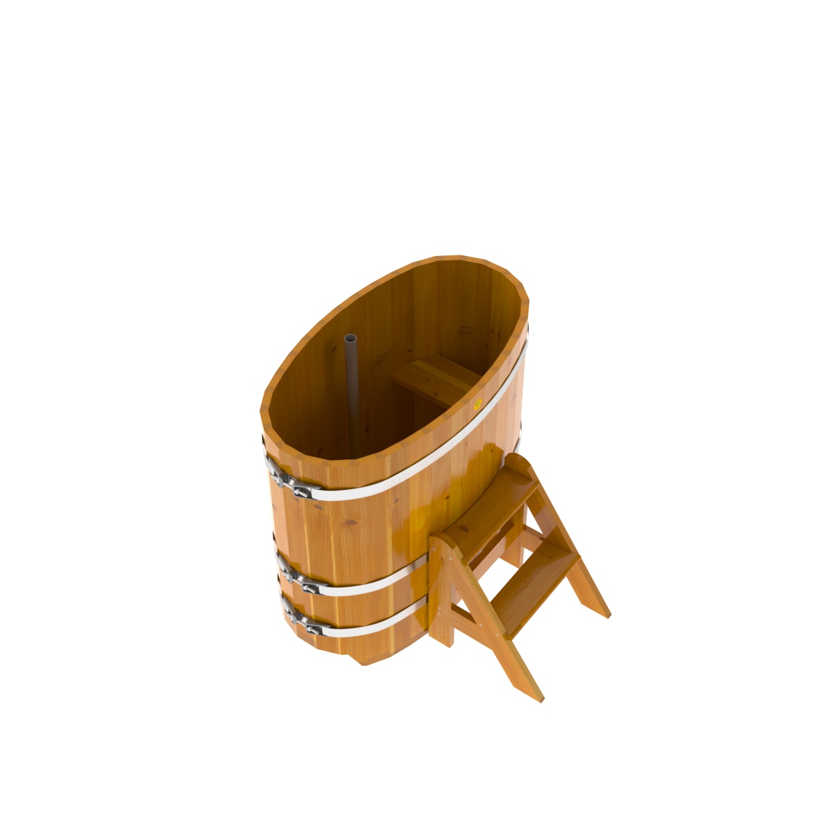 2245 Купель овальная из лиственницы Рустик 0,59х1,06х1,0 натуральная Alyarus  - Вид №2