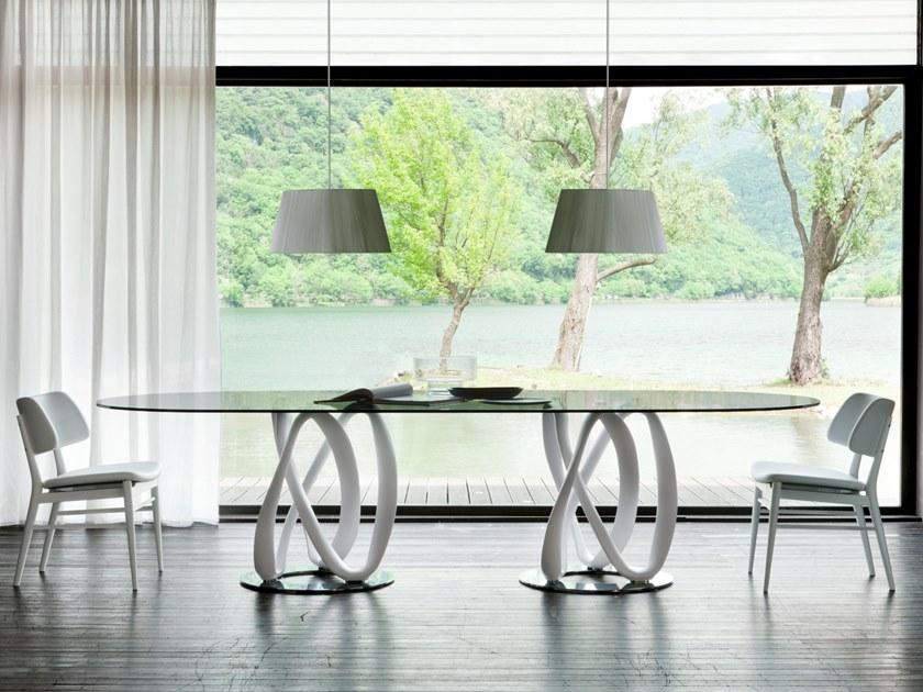 Porada Овальный стол из массива дерева со стеклянной столешницей Iron sun-id-1403824 - Вид №1