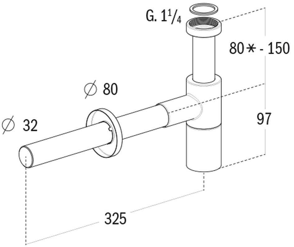 Redi Хромированный сифон abs для умывальника Nicoll Sifiabs - Вид №1