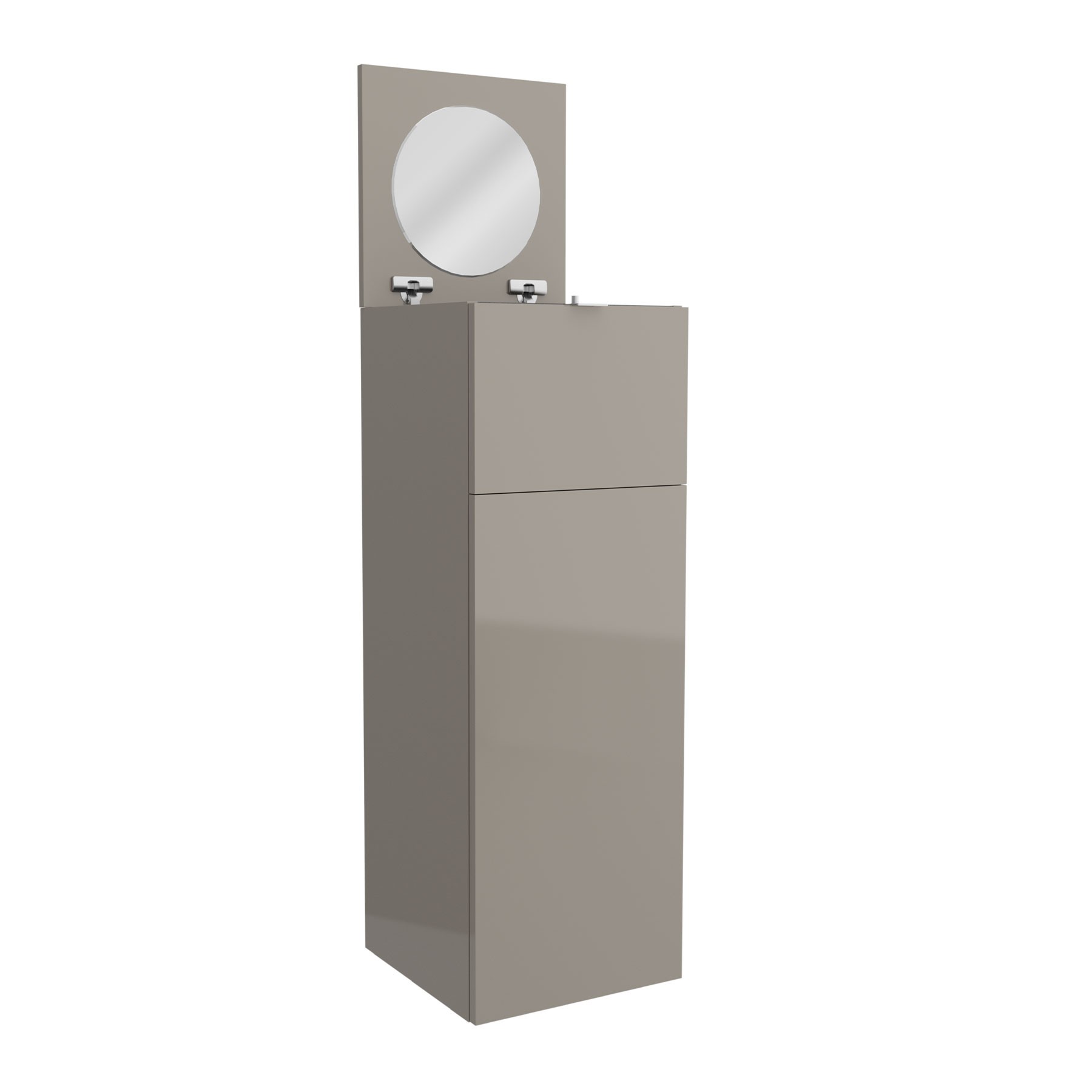 83443 SALGAR Комод ALLIANCE GLOSS TAUPE с дверным ящиком и складным зеркалом 352 x 1000 x 360 мм Глянцево-серо-коричневый 