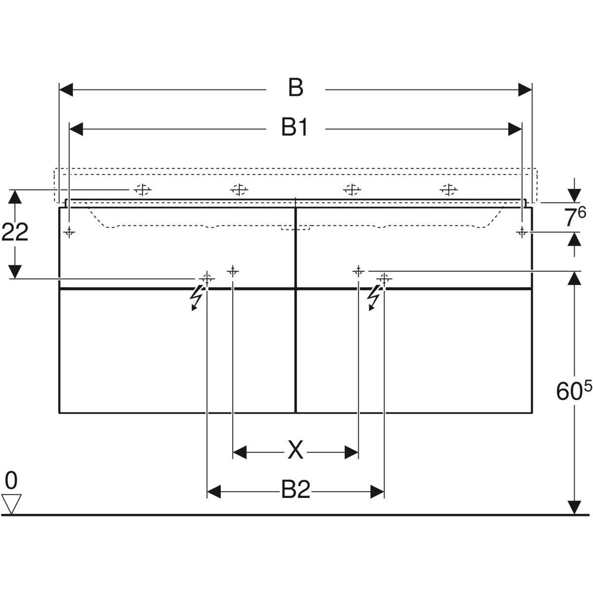 Двойной подвесной умывальник с ящиками Geberit Xeno2 ARCH-00014308 - Вид №1
