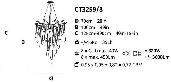 Serip Подвесной светильник из бронзы ручной работы Aqua Ct3259/8 - Вид №2