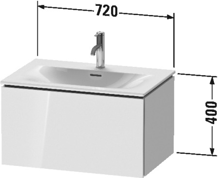 LC613600707 L-Cube Тумбочка подвесная Бетонно-серый матовый декор Duravit - Вид №1