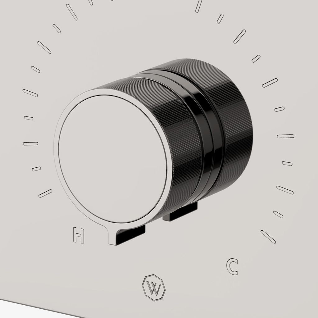 BTH44A Bond Tandem Series Встроенная термостатическая и двусторонняя переключающая трима с ручками с гильошированными линиями Waterworks - Вид №1