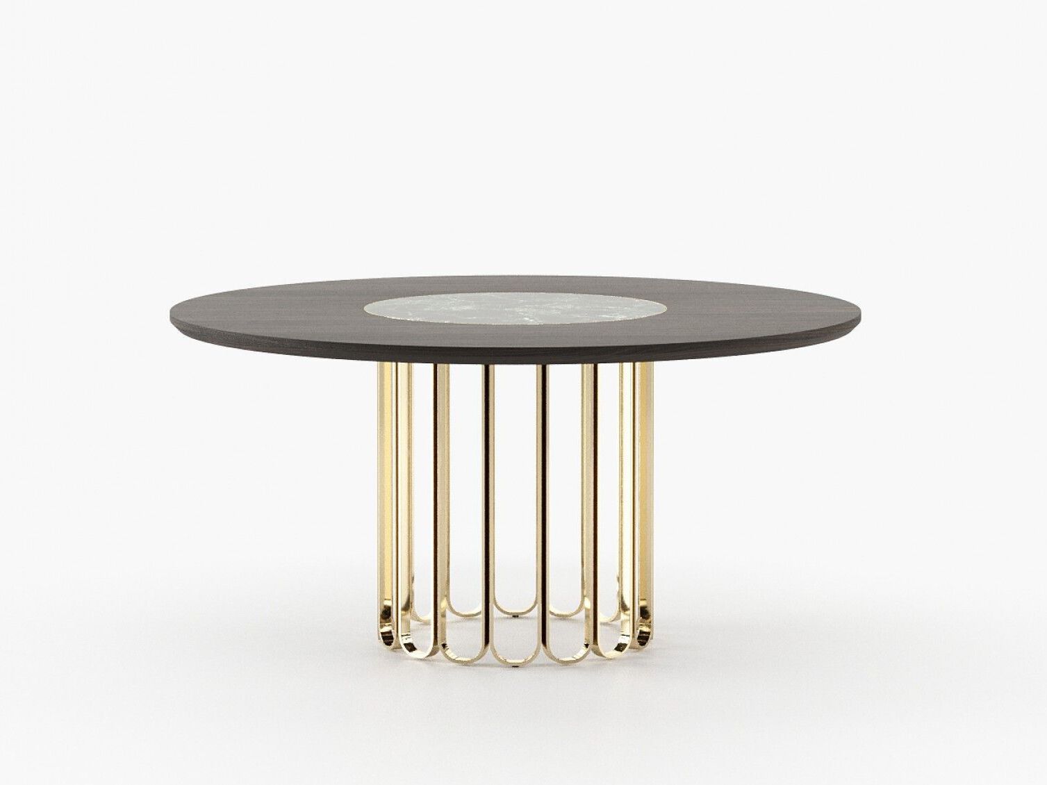 Круглый стол из нержавеющей стали и дерева с Lazy Susan Laskasas Шерил ARCH-00104797