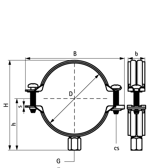 3008130 Bifix® G2 Хомуты (M8/10) (BUP1000) для изолированных, стальных, медных, чугунных и пластиковых (многослойных) труб walraven  - Вид №1