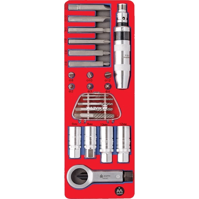 МАСТАК Набор демонтажный с ударной отверткой, ложемент, 24 предмета Верстакофф 5-19424