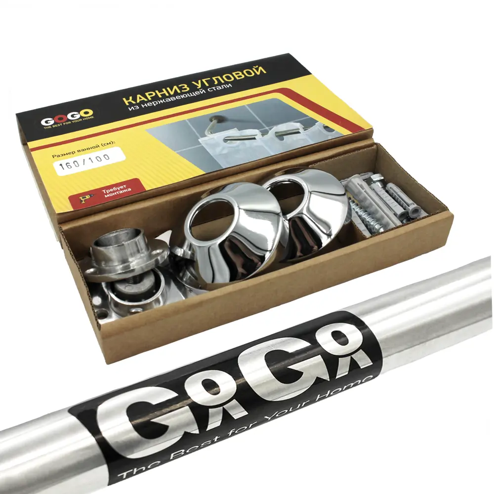 Карниз для ванной Go Go дугообразный 160x100 см нержавеющая сталь цвет хром STLM-2078197 - Вид №4