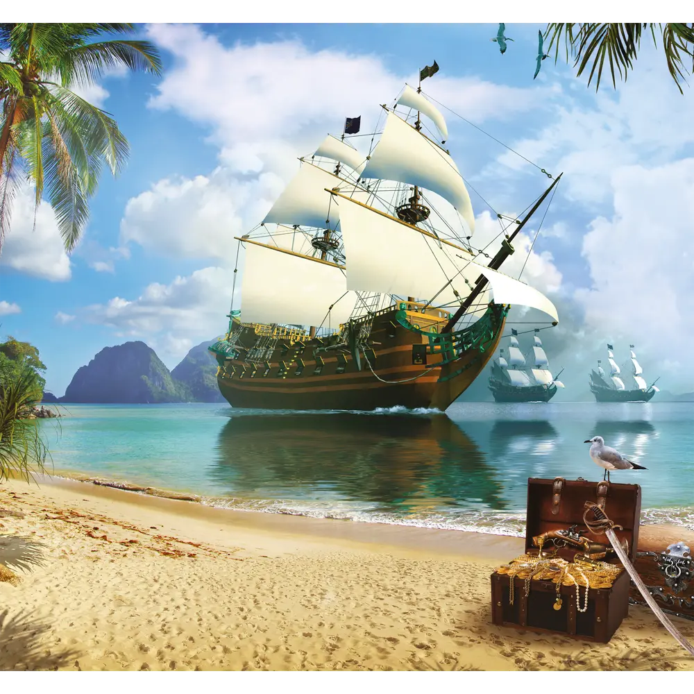 Фотообои 3D Flizart «Пиратская гавань», флизелиновые, 300x280 см FBRUSH STLM-2030247