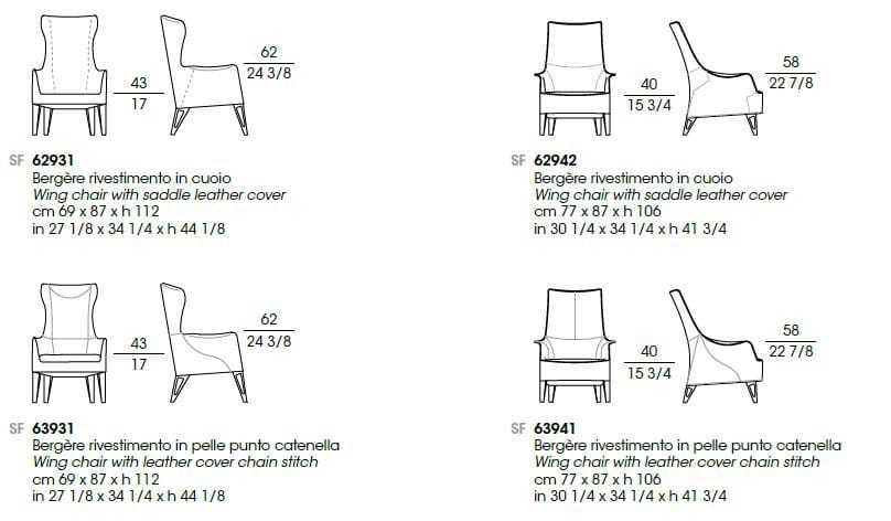 Кожаное кресло bergère с подлокотниками Giorgetti Mobius ARCH-00107445 - Вид №4