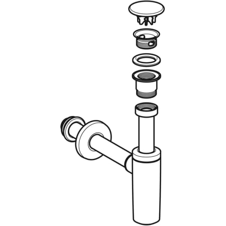 151.019.01.1 Слив раковины с сифоном, крышкой клапана и манжетой, горизонтальный выпуск, для раковины Geberit ONE Geberit  - Вид №1