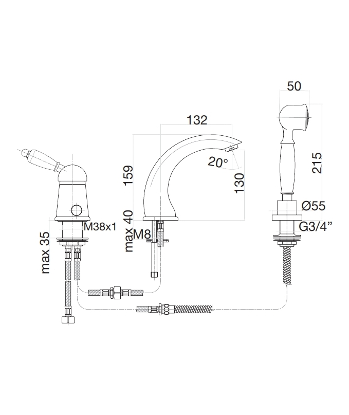 83ZZ5105 Смеситель для ванны , бронза Fiore Imperiale  - Вид №2
