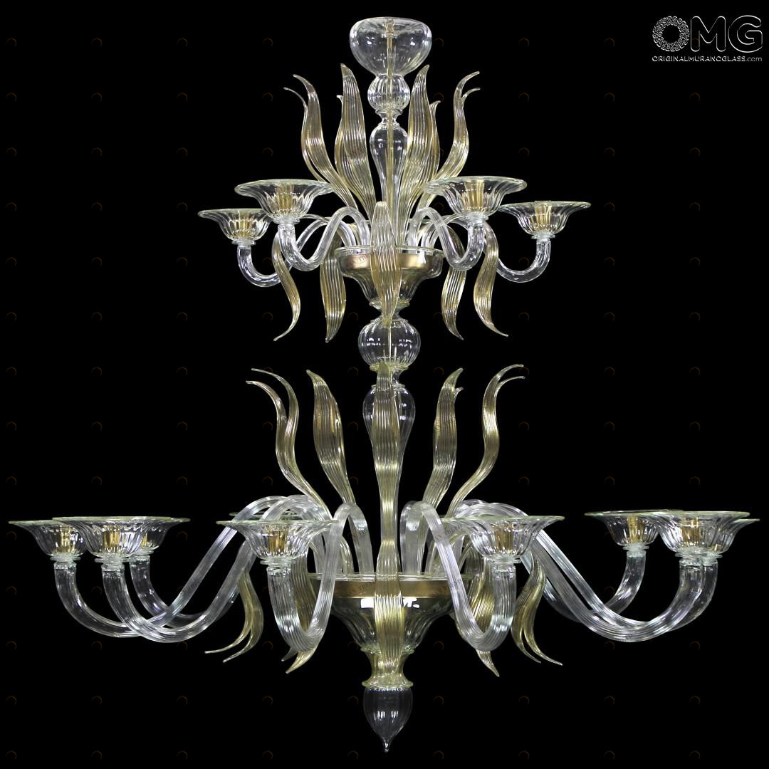 1285 ORIGINALMURANOGLASS Люстра Паолини с золотом - Lance - муранское стекло OMG  см CLASSICO