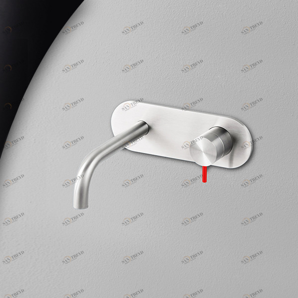 Смеситель для раковины сталь матовая с красной ручкой Toki Radomonte TKI21SCIL25