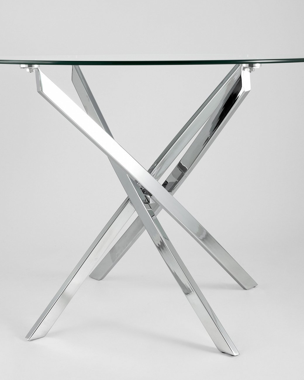 Стол обеденный стеклянные круглый прозрачный D 90 см Hydra STOOL GROUP HYDRA 00-3958827 Прозрачный;хром - Вид №3