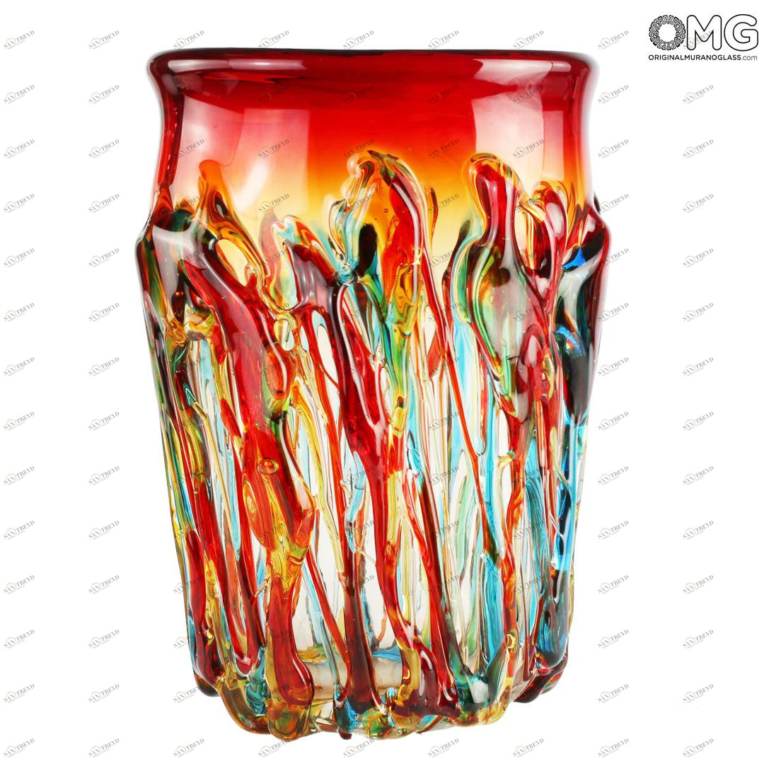 4589 ORIGINALMURANOGLASS Ваза Вулкан - Красная - муранское стекло OMG 12 см 