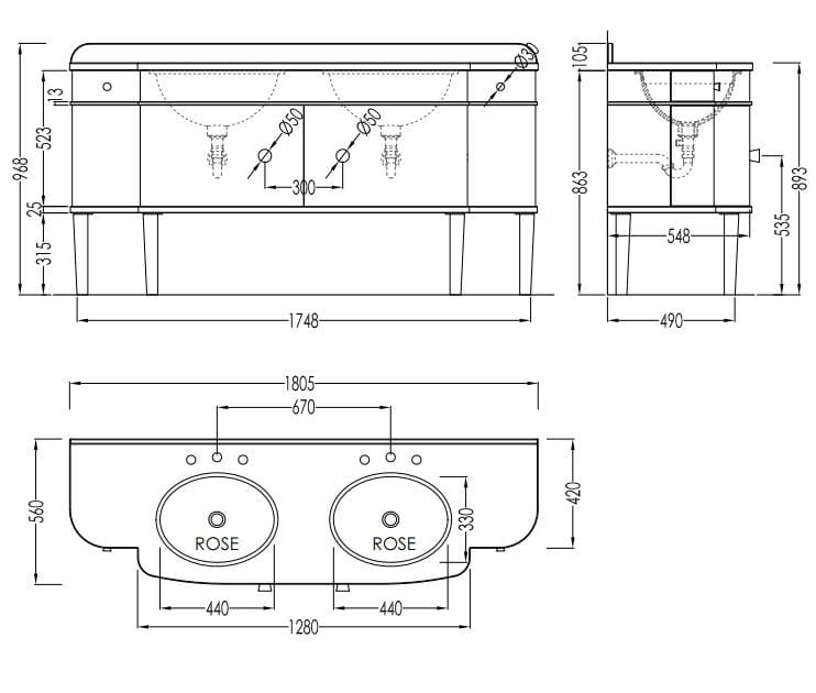 Двойной умывальник с дверцами Devon&Devon музыка ARCH-00038909 - Вид №4