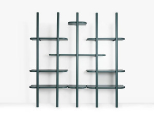 Стальной и деревянный настенный книжный шкаф