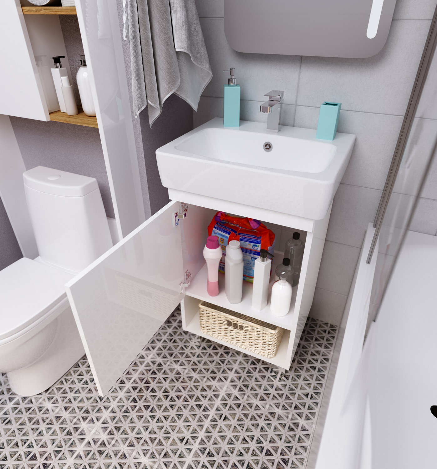 У76058 Тумба Tera 60Н 1д. Белый глянец 1 Marka TERA - Вид №2