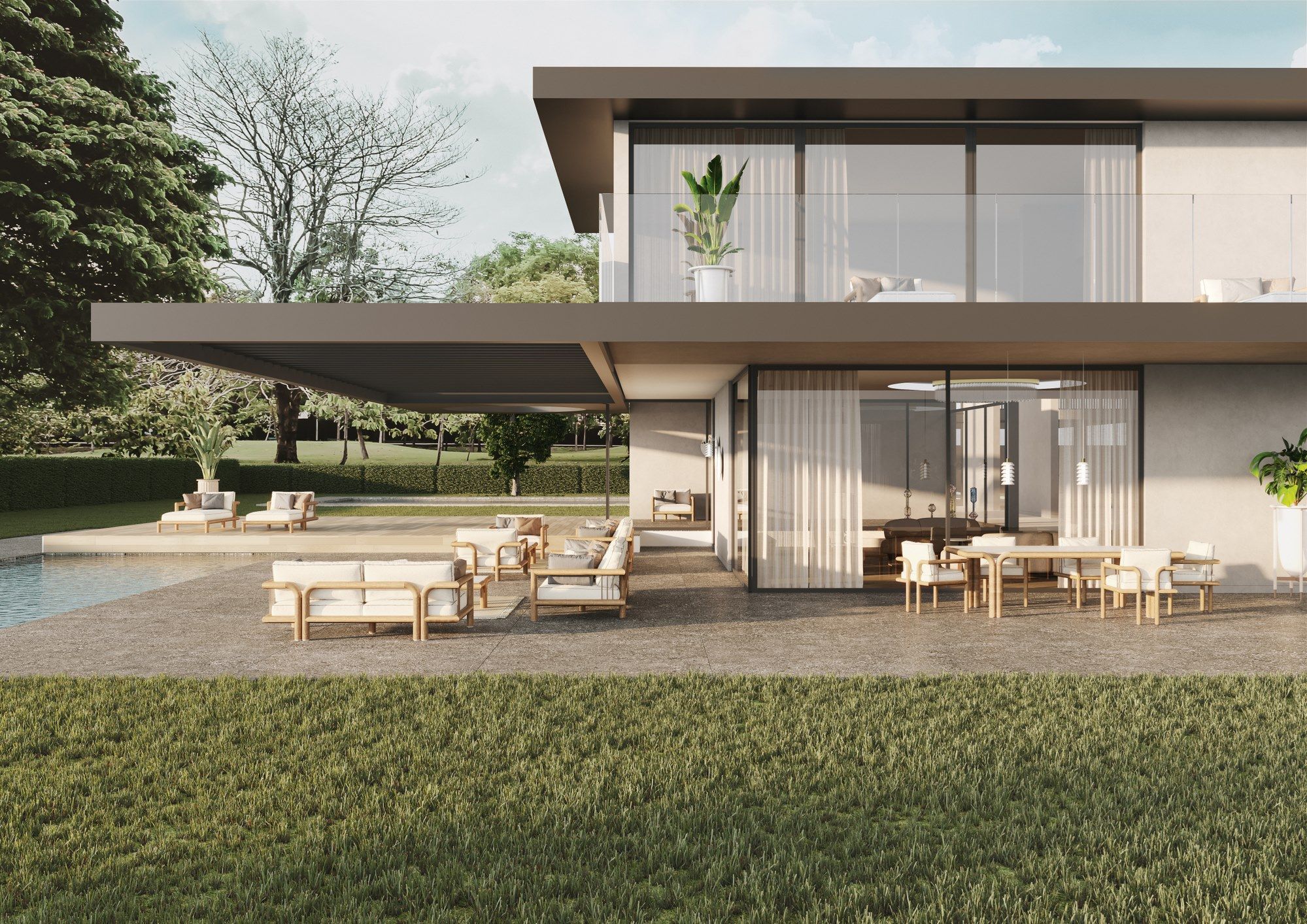 Прямоугольный садовый стол из ироко и травертина Paolo Castelli Greenkiss ARCH-00118089 - Вид №2