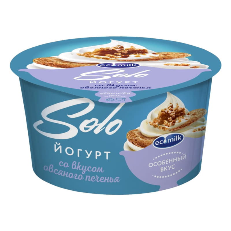 Йогурт со вкусом овсяного печенья 5% Экомилк Solo 130 г БЗМЖ Santreyd 21141