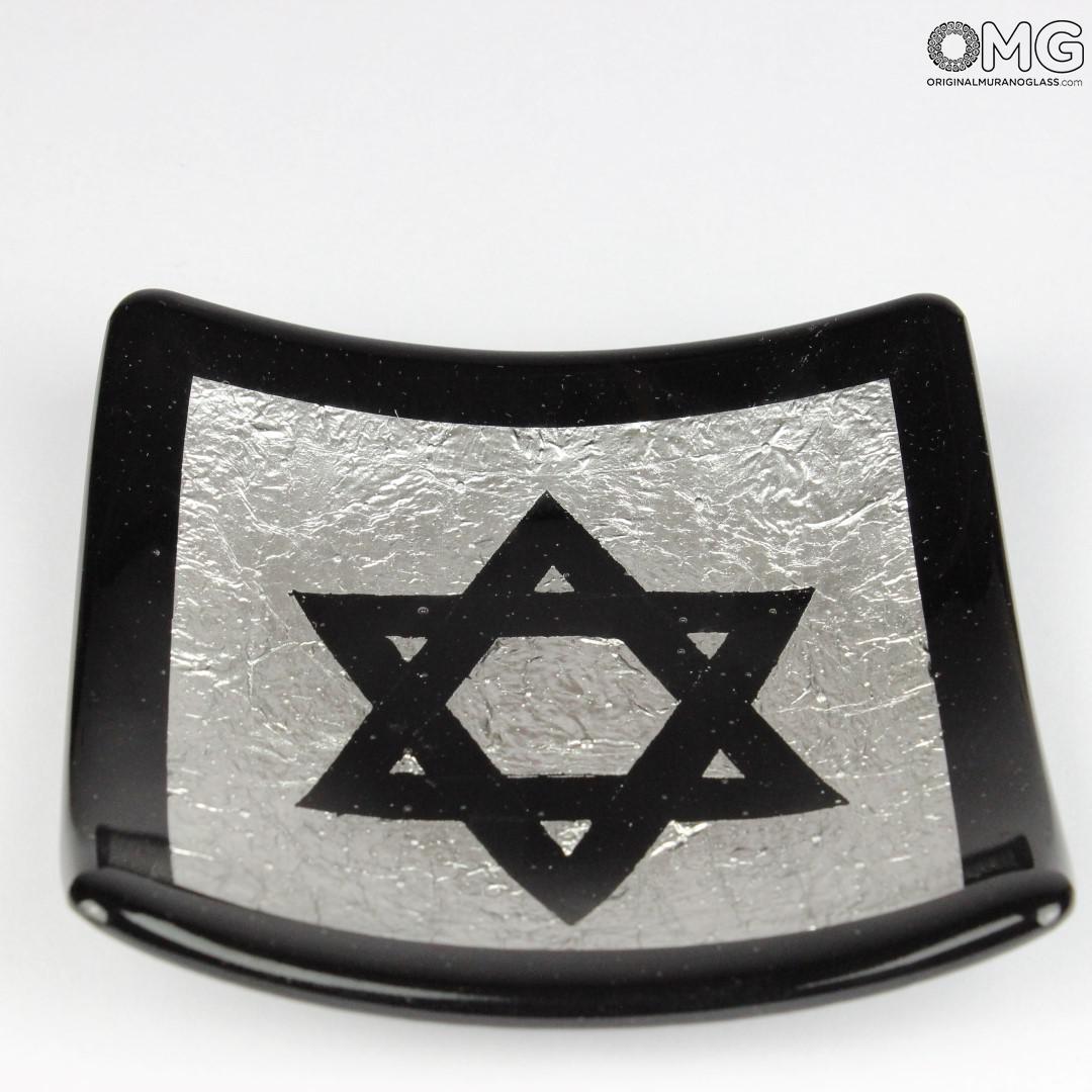 2828 ORIGINALMURANOGLASS Декоративное блюдце Давид - серебряное украшение - Original Murano Glass OMG 12 см  - Вид №1