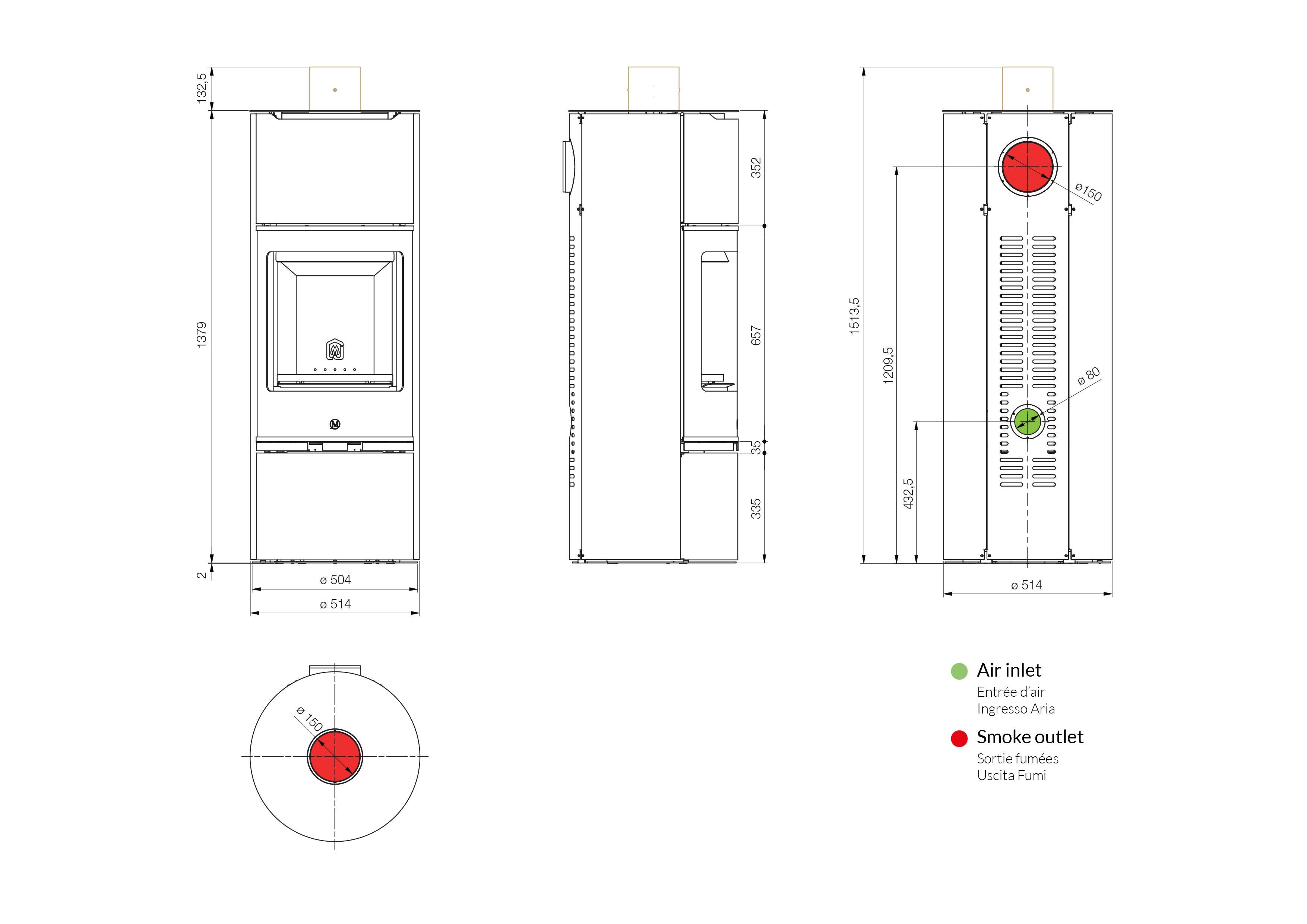Дровяная печь для обогрева воздуха класса A+ Jolly Mec воздушные системы ARCH-00095907 - Вид №7