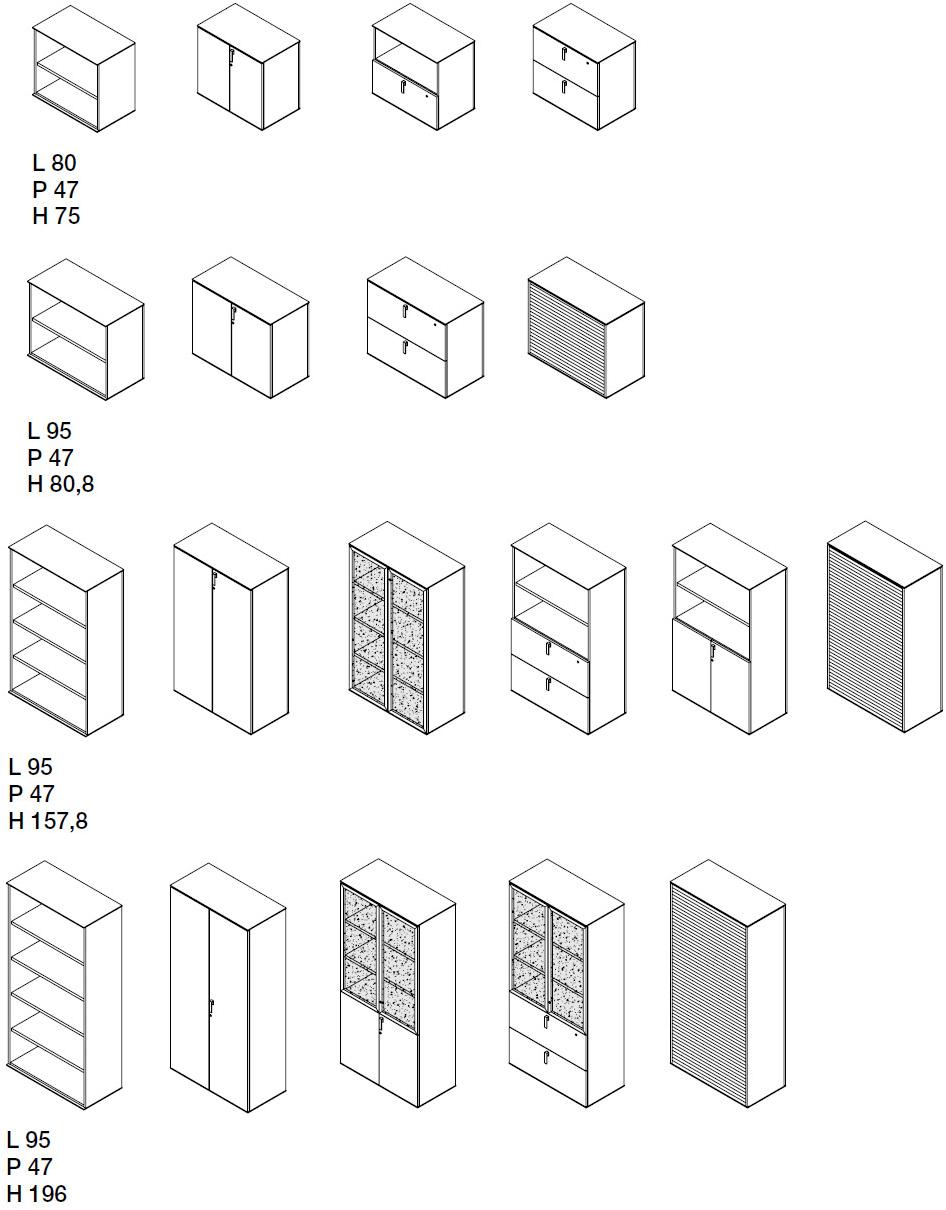 Citterio Низкая офисная мебель из меламина с распашными дверями sun-id-1494047 - Вид №4