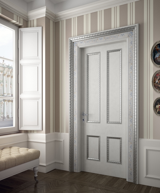Di-1 Tifernoit Дверь в тонкую полоску с серебряными рамами Porte 
