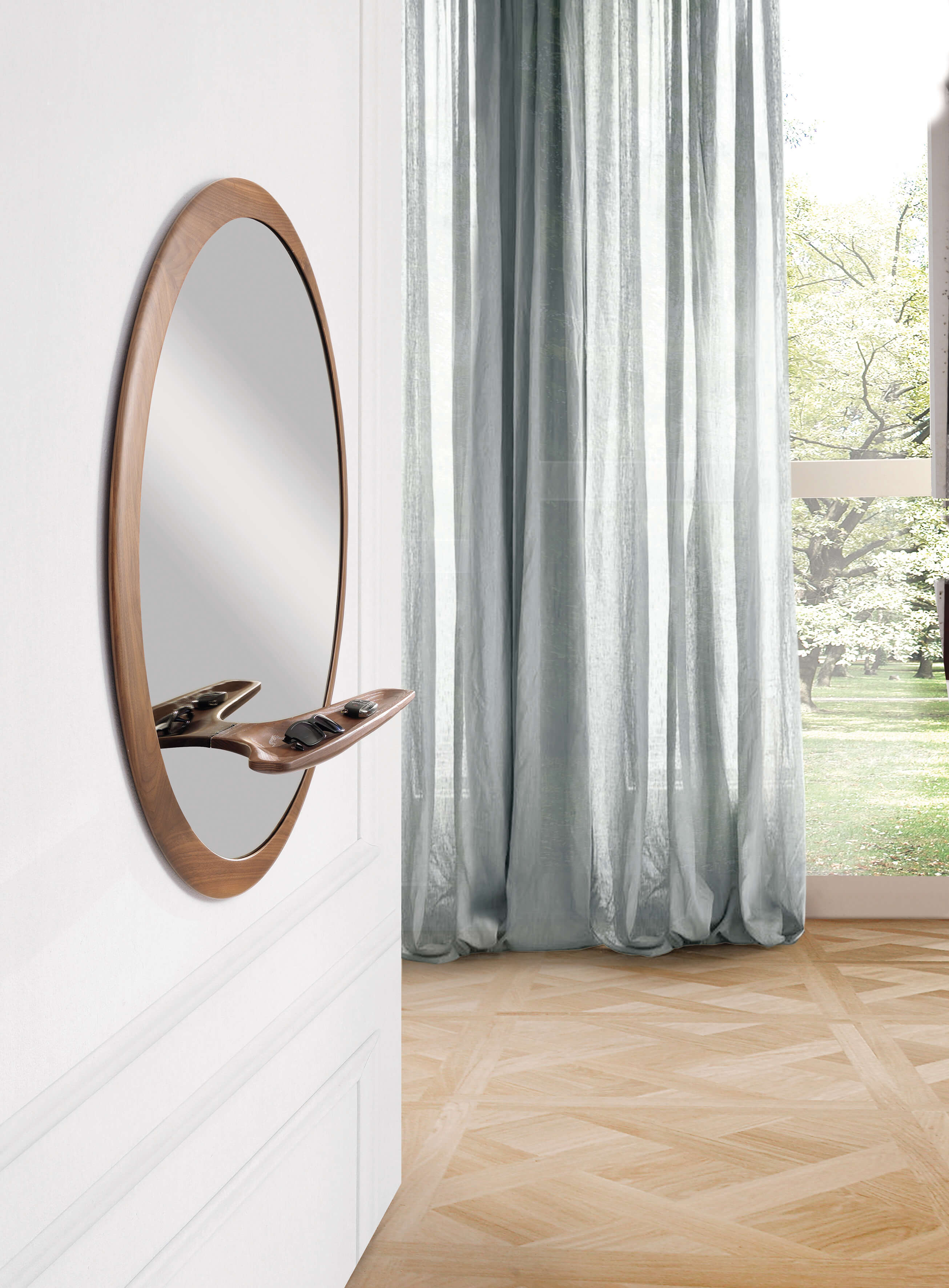 Круглое зеркало из массива дерева с рамкой Pacini & Cappellini Mirage ARCH-00084586 - Вид №1