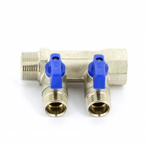 Коллектор НВ 3/4" с кранами никелированный TIEMME 2 выхода 1/2"Н 36мм