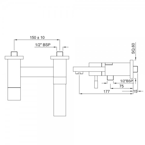 ANG-CHR-53119 Смеситель для ванны и душа Artize Angelo Хром  - Вид №1
