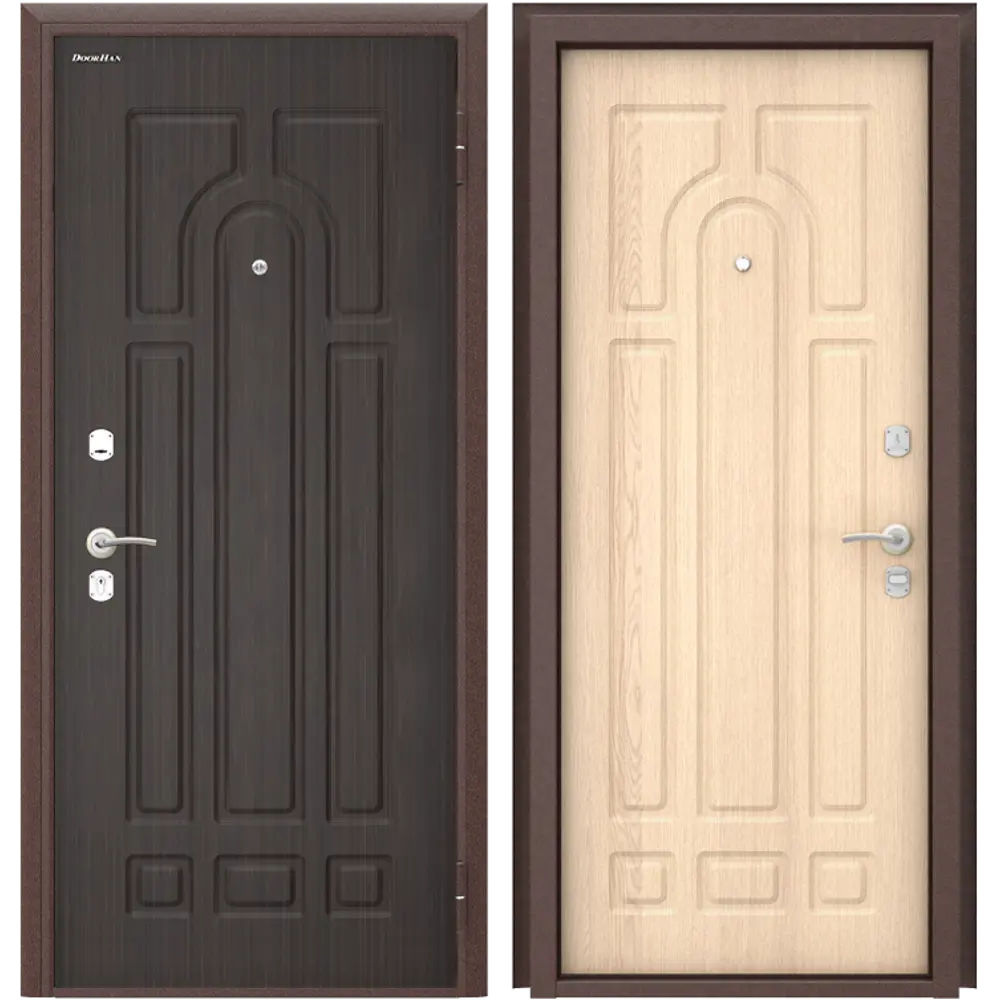Дверь входная металлическая Оптим 88x205 см правая белый дуб DOORHAN STLM-2049343