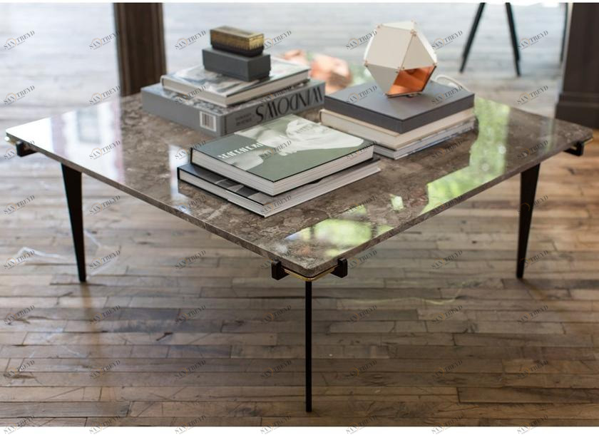 GABRIEL SCOTT Квадратный мраморный журнальный столик для гостиной Prong sun-id-1442144