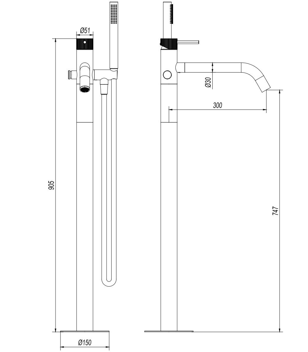 Смеситель для ванны с ручным душем CROSSWATER 3ONE6 ARCH-00135909 - Вид №2