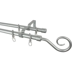 Карниз двухрядный Easy «Крючок» 280 см цвет серебро