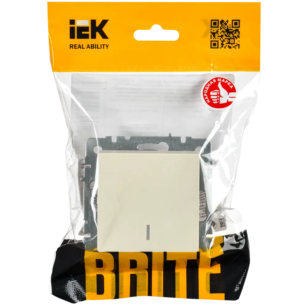 Переключатель встраиваемый проходной IEK Brite 1 клавиша с подсветкой цвет бежевый 89459691 STLM-2178038 - Вид №5