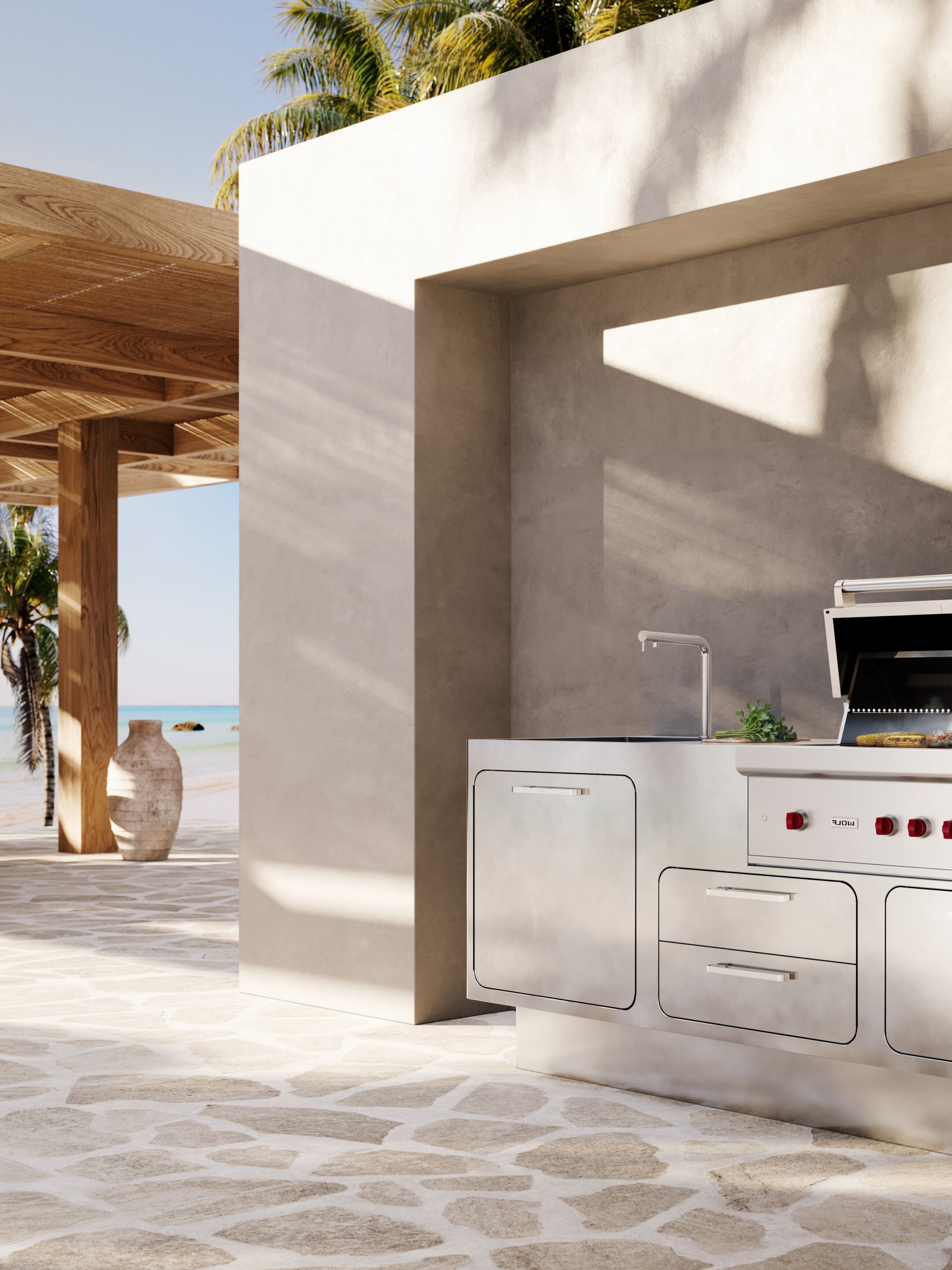 Наружная кухня из нержавеющей стали с барбекю ABIMIS ARCH-00134821 - Вид №1