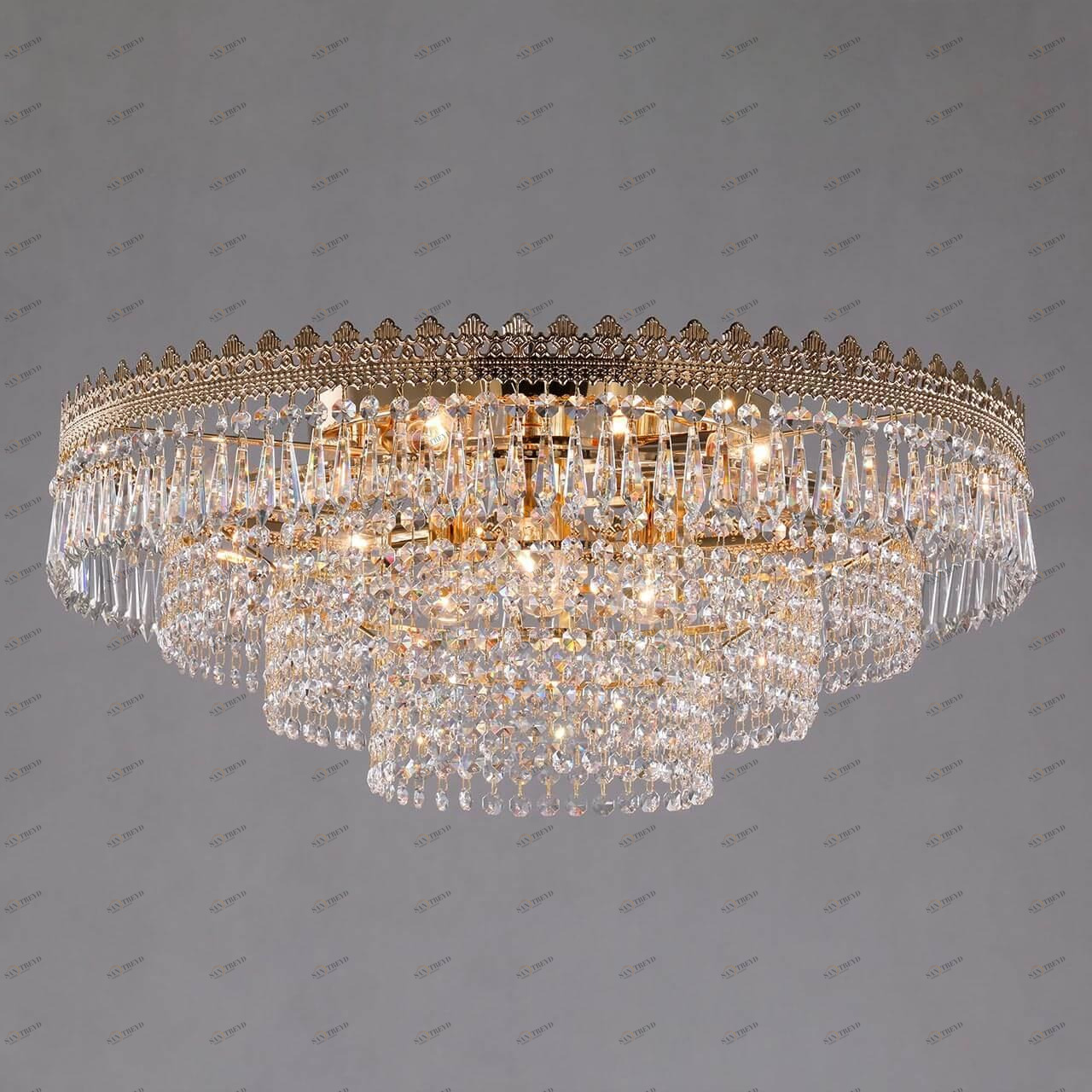 Потолочная люстра Eurosvet Diadema 10078/10 золото/прозрачный хрусталь Strotskis EUROSVET ДИЗАЙНЕРСКИЕ, DIADEMA 181821 Золотой 