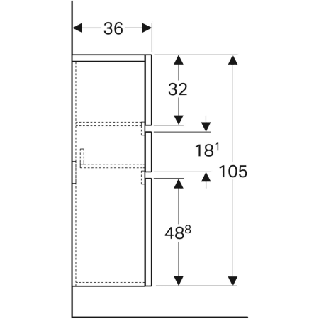 869031000 Шкафчик средней высоты Geberit Renova Plan с двумя дверями и одним выдвижным ящиком Geberit  - Вид №4