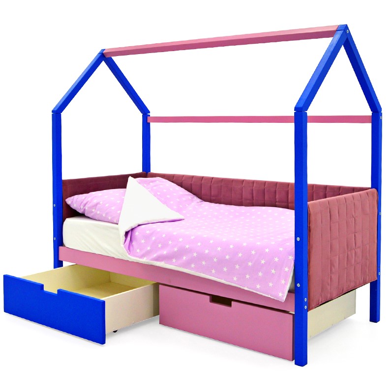 Детская кровать-домик мягкая синяя-лаванда Svogen БЕЛЬМАРКО  00-3873192 Розовый Santreyd  - Вид №5
