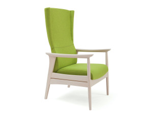 Тканевое кресло с высокой спинкой