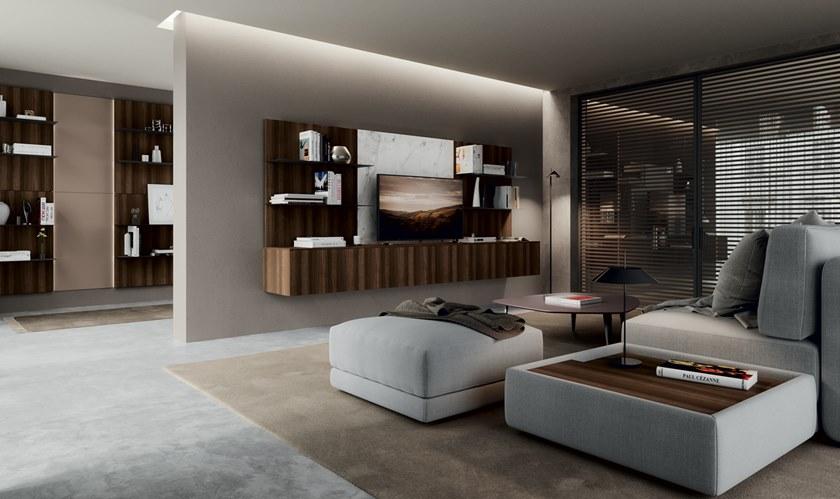 Febal Casa Оборудованная лакированная стена с тумбой под телевизор sun-id-1375628 - Вид №1