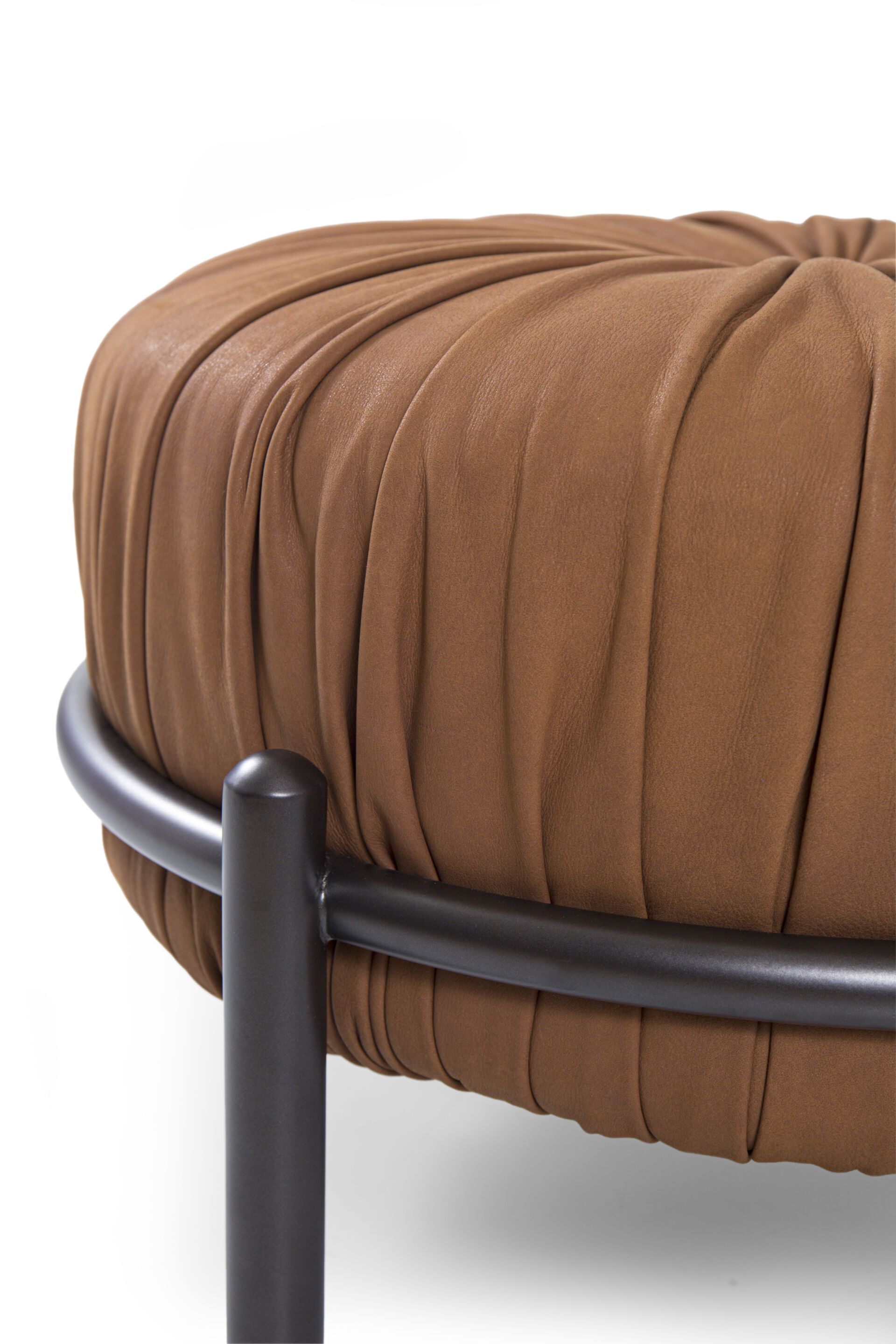 Круглый кожаный пуф Borzalino Bonbon ARCH-00058604 - Вид №3