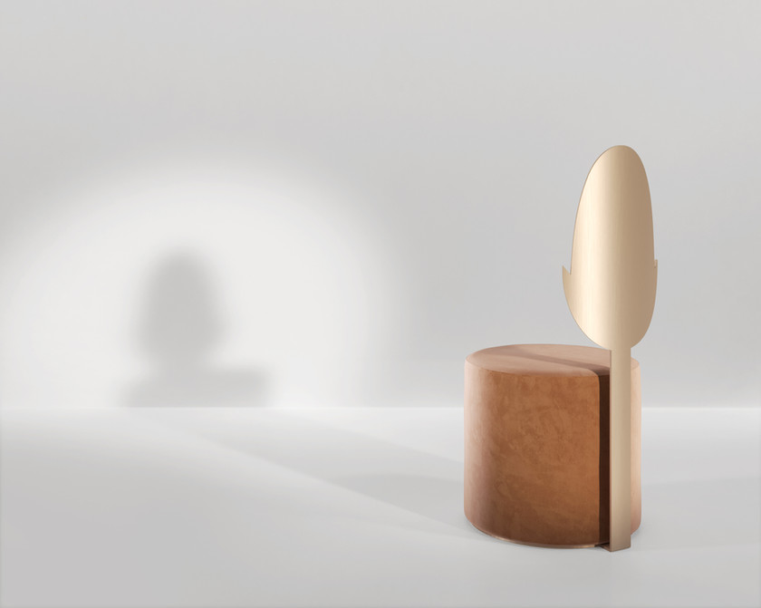 Secolo Jasmine Мягкий пуф со спинкой Жасмин из сатинированной стали  - Вид №1