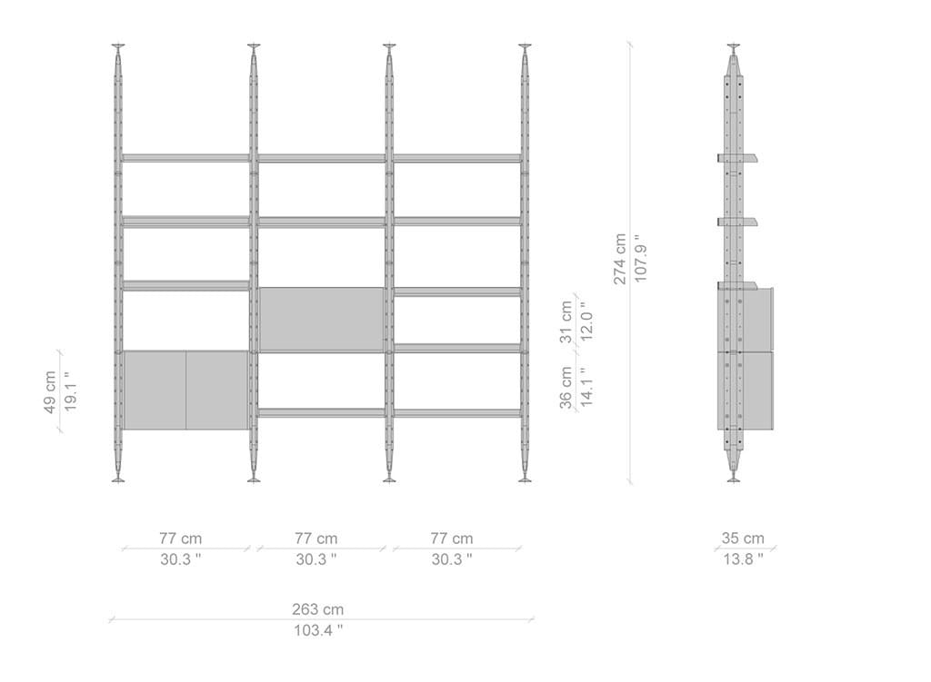 Деревянный книжный шкаф с креплением пол-потолок CASSINA INFINITO ARCH-00108410 - Вид №6