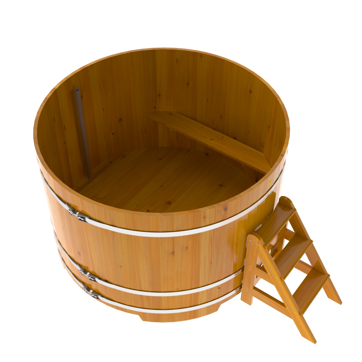 2241 Купель круглая из лиственницы Рустик d=1,80х1,2 натуральная Alyarus  - Вид №2