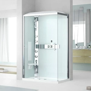Novellini. Душевая кабина 120x80 2P120x80 HYDROMASSAGE с низким душевым поддоном и крышей GLAX 3