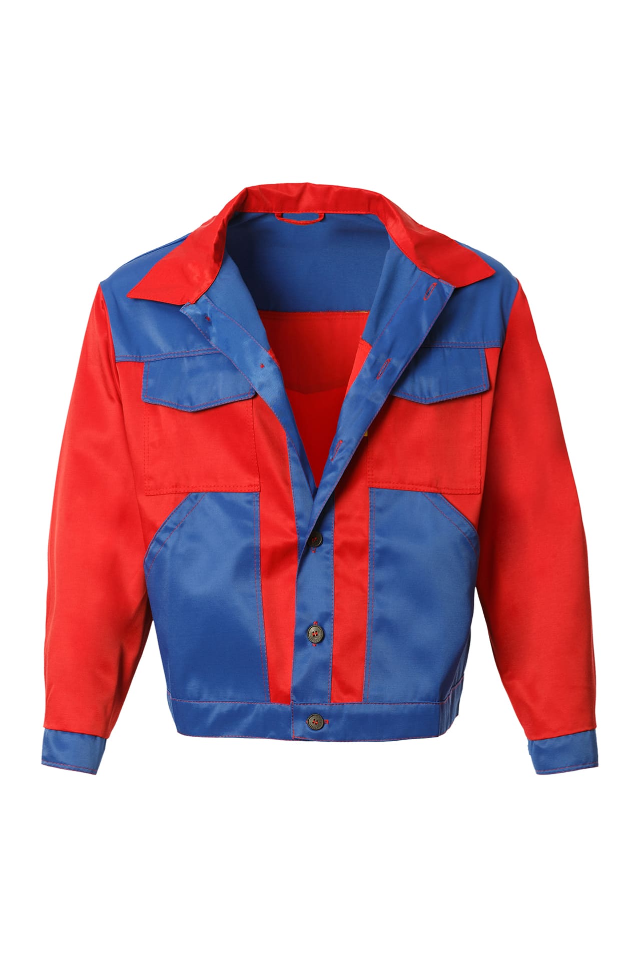 61634 Костюм "Мастер" с лимонной полосой красно-васильковый  Летняя спецодежда  размер 60-62/182-188  - Вид №3